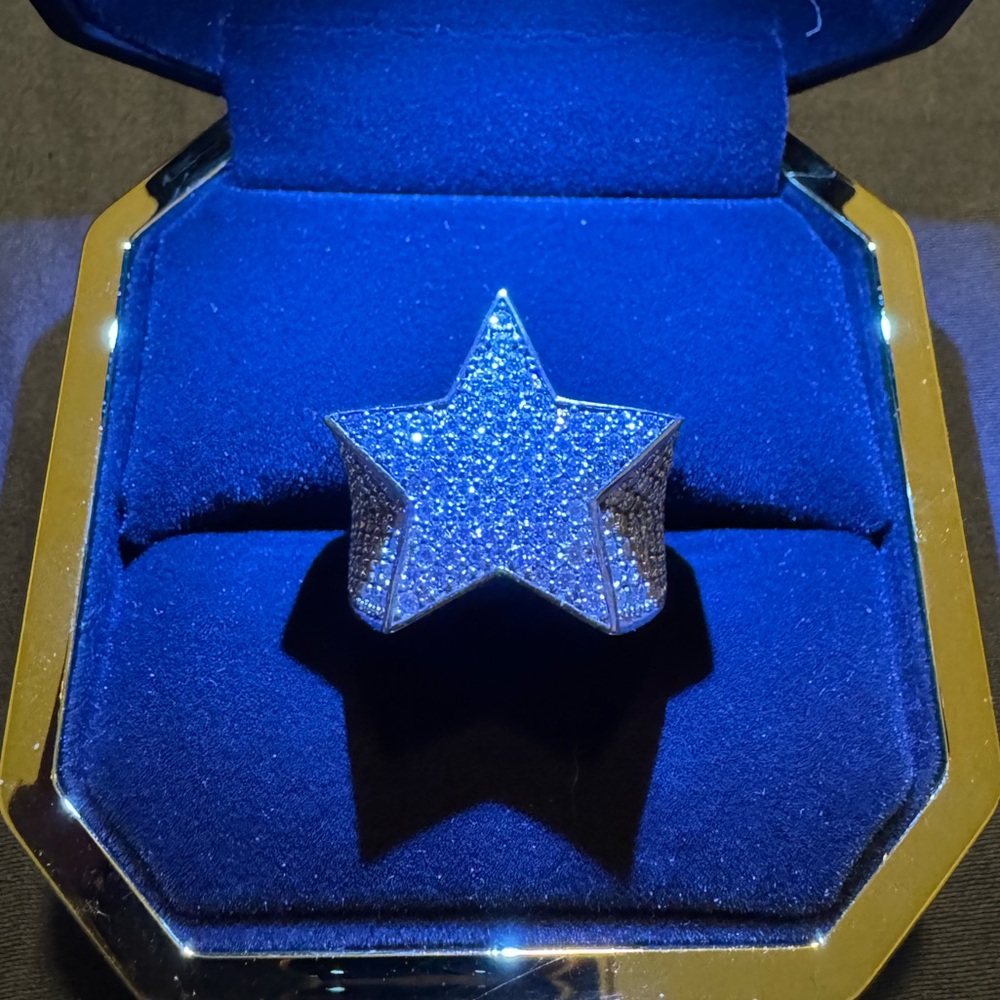 Vvs d color moissanite star ring 925 sliver